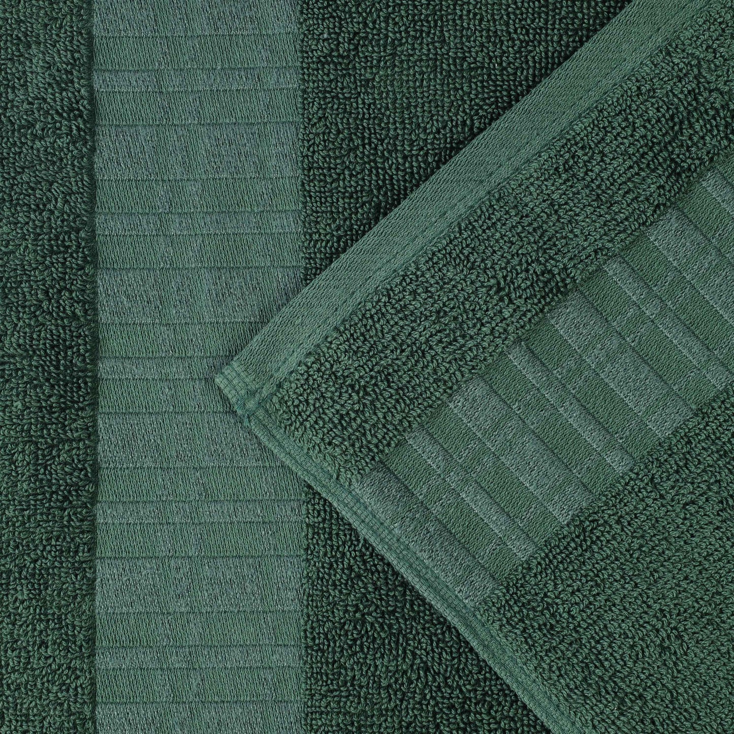 Larissa Cotton Geometric Border Bath Towel Set of 4 - ForestGreen