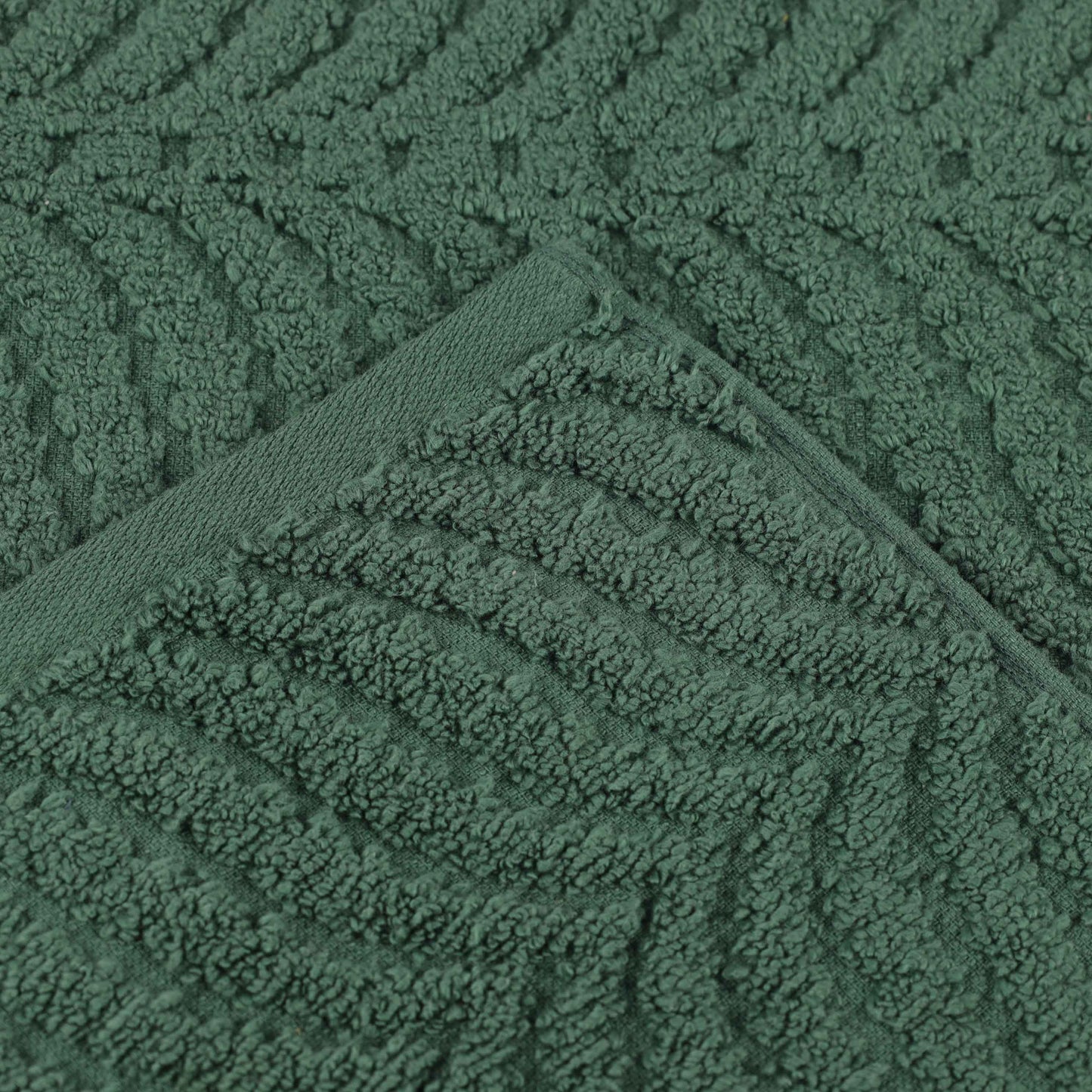 Chevron Zero Twist Solid and Jacquard Soft Cotton 6 Piece Towel Set - ForestGreen