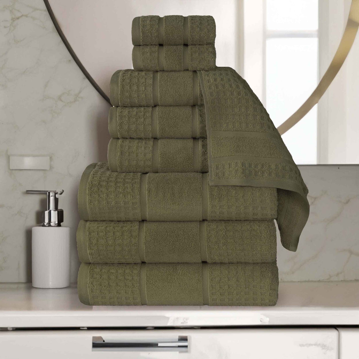 Napa Zero Twist Cotton Solid Waffle Honeycomb 9 Piece Towel Set