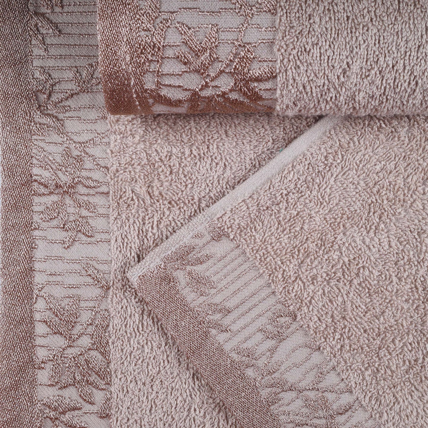 Wisteria Cotton Medium Weight Floral Jacquard Border 6 Piece Towel Set
