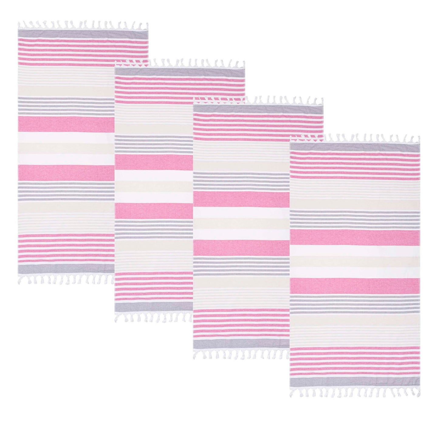 Meera Stripe Fouta 4 Piece Beach Towel Set with Tassels