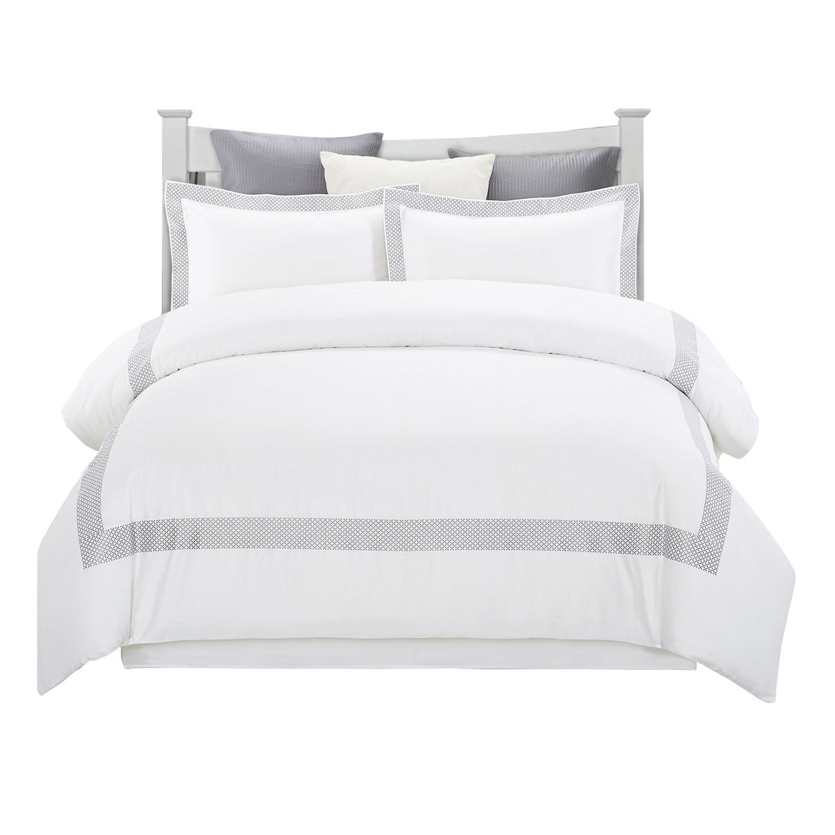 Superior Glenmont Embroidered Duvet Cover Set - White