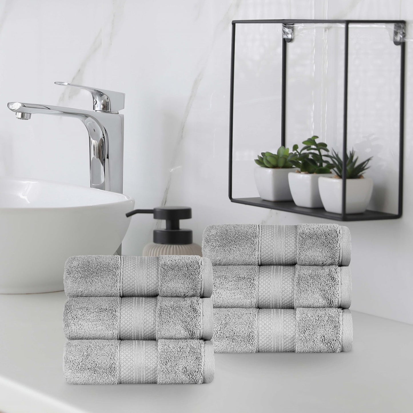 Superior Premium Turkish-Cotton Assorted Towel Set - Grey
