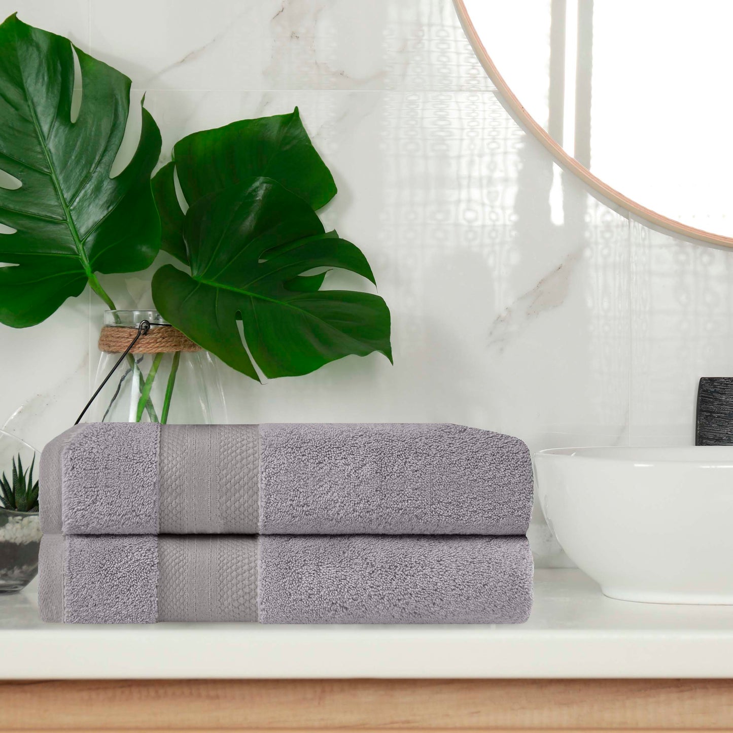 Superior Premium Turkish-Cotton Assorted Towel Set - Grey'
