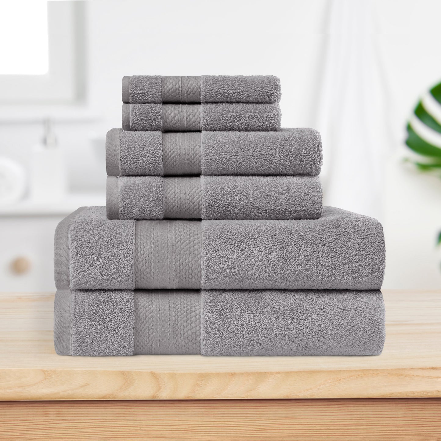 Superior Premium Turkish-Cotton Assorted Towel Set - Grey