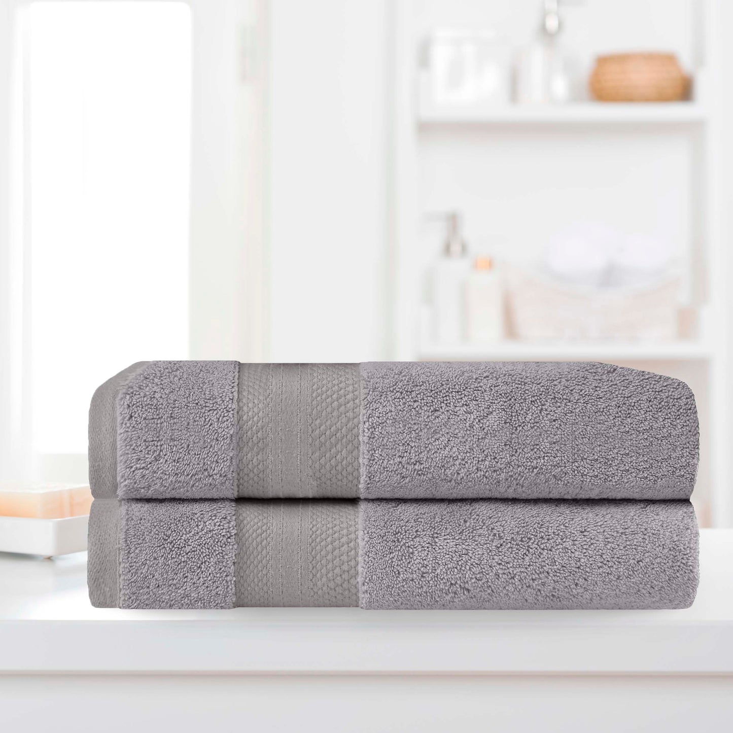 Superior Premium Turkish-Cotton Assorted Towel Set - Grey