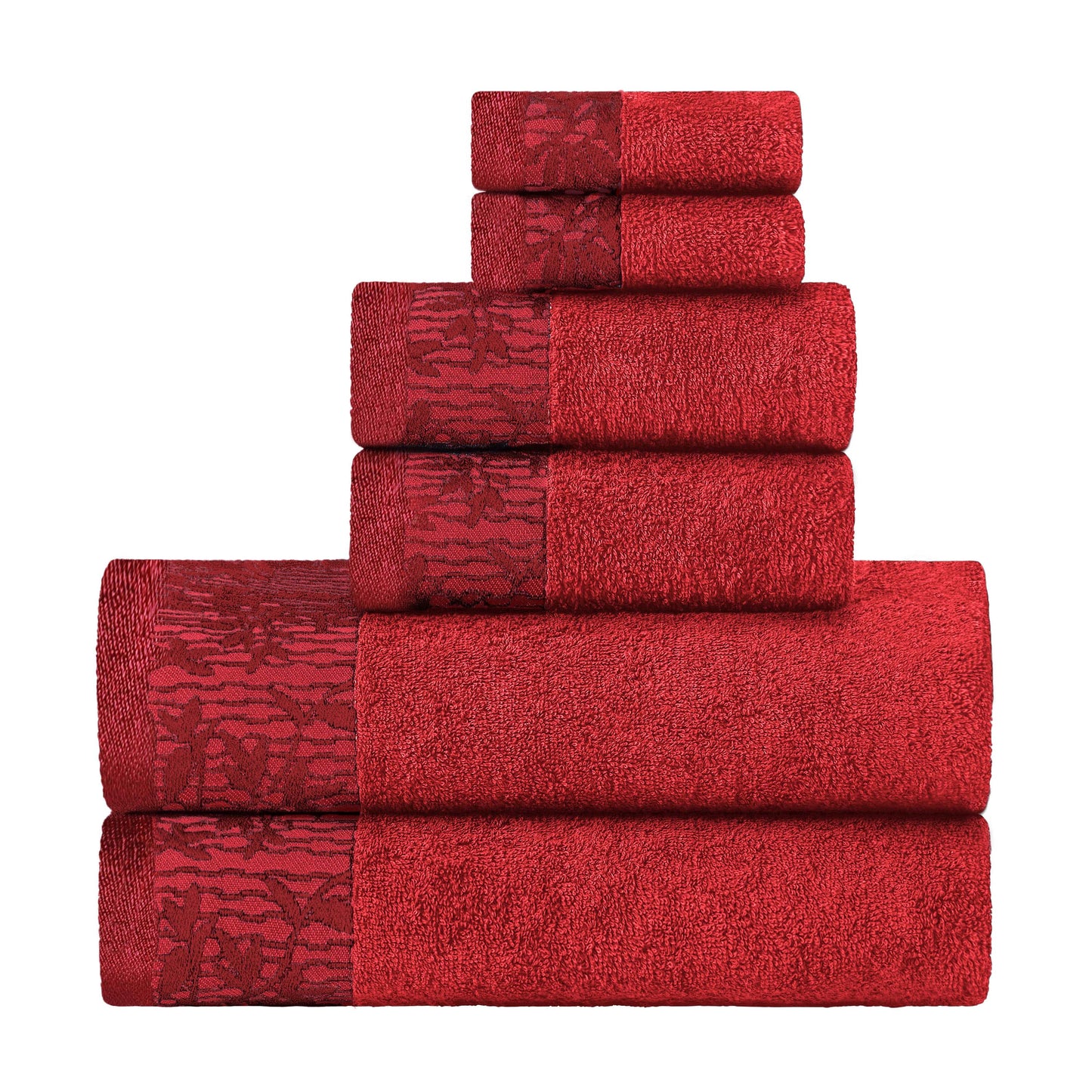 Wisteria Cotton Medium Weight Floral Jacquard Border 6 Piece Towel Set