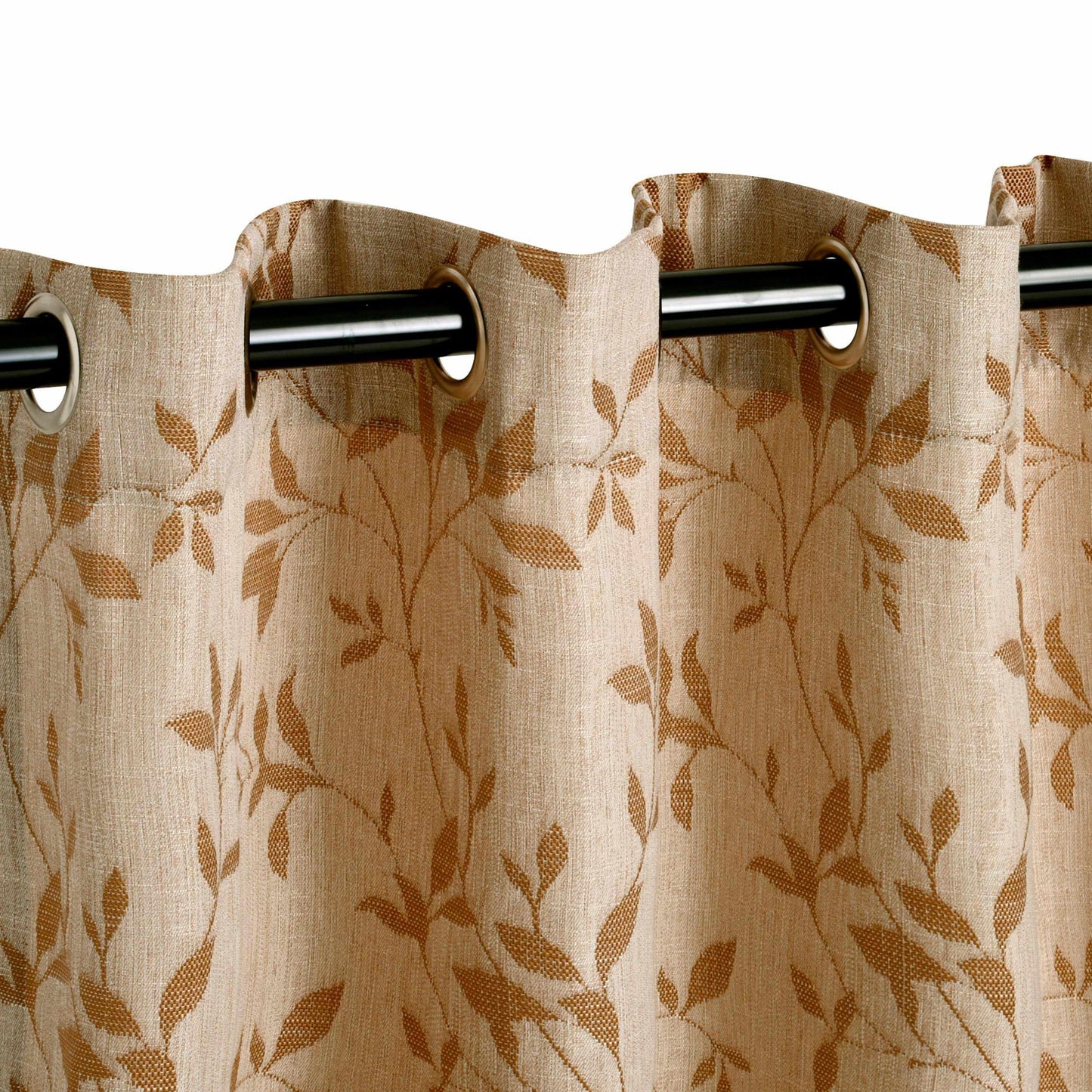 Ghera Jacquard Curtain Panel Set with Grommet Top Header - Chocolate - Grey