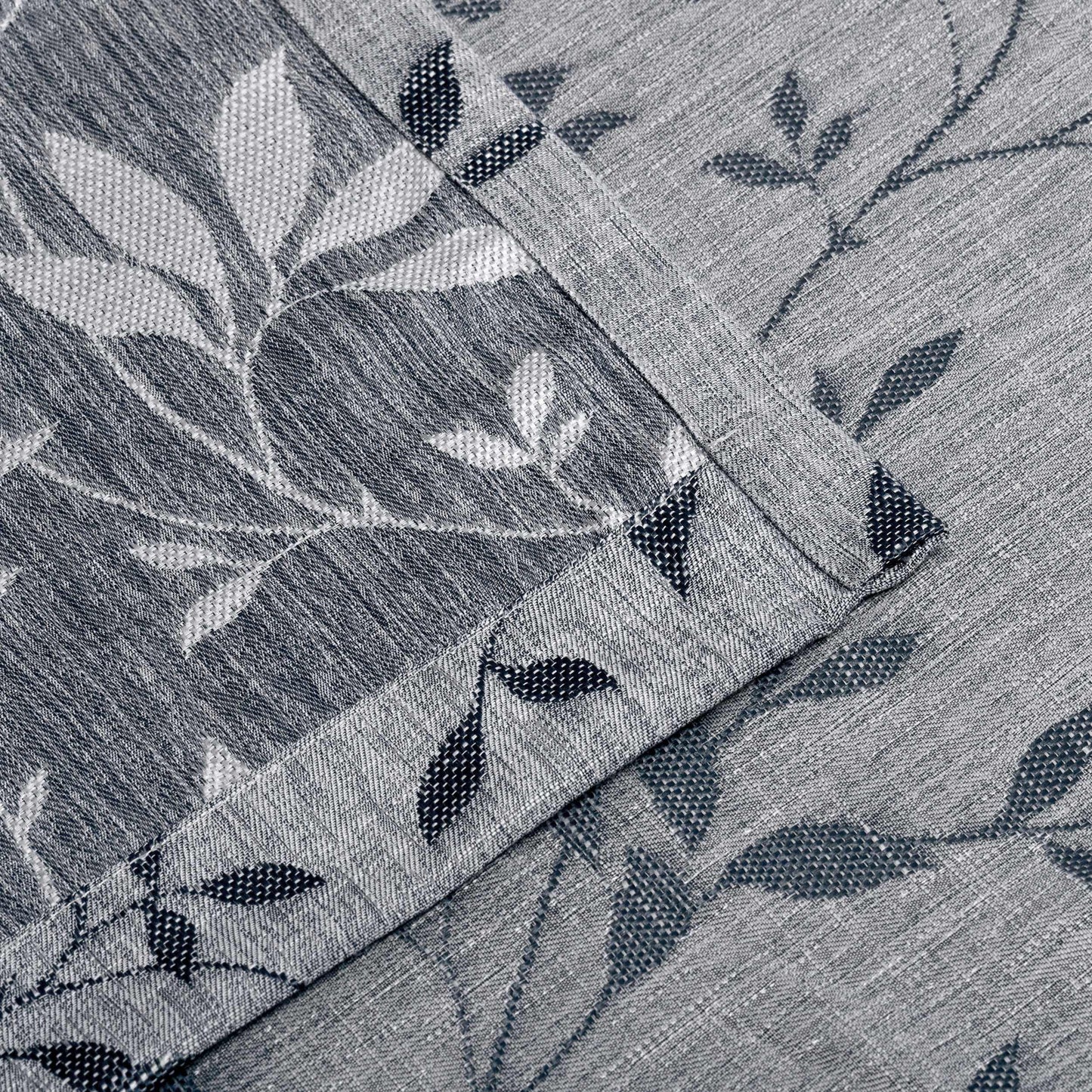 Ghera Jacquard Curtain Panel Set with Grommet Top Header - Charcoal - Grey