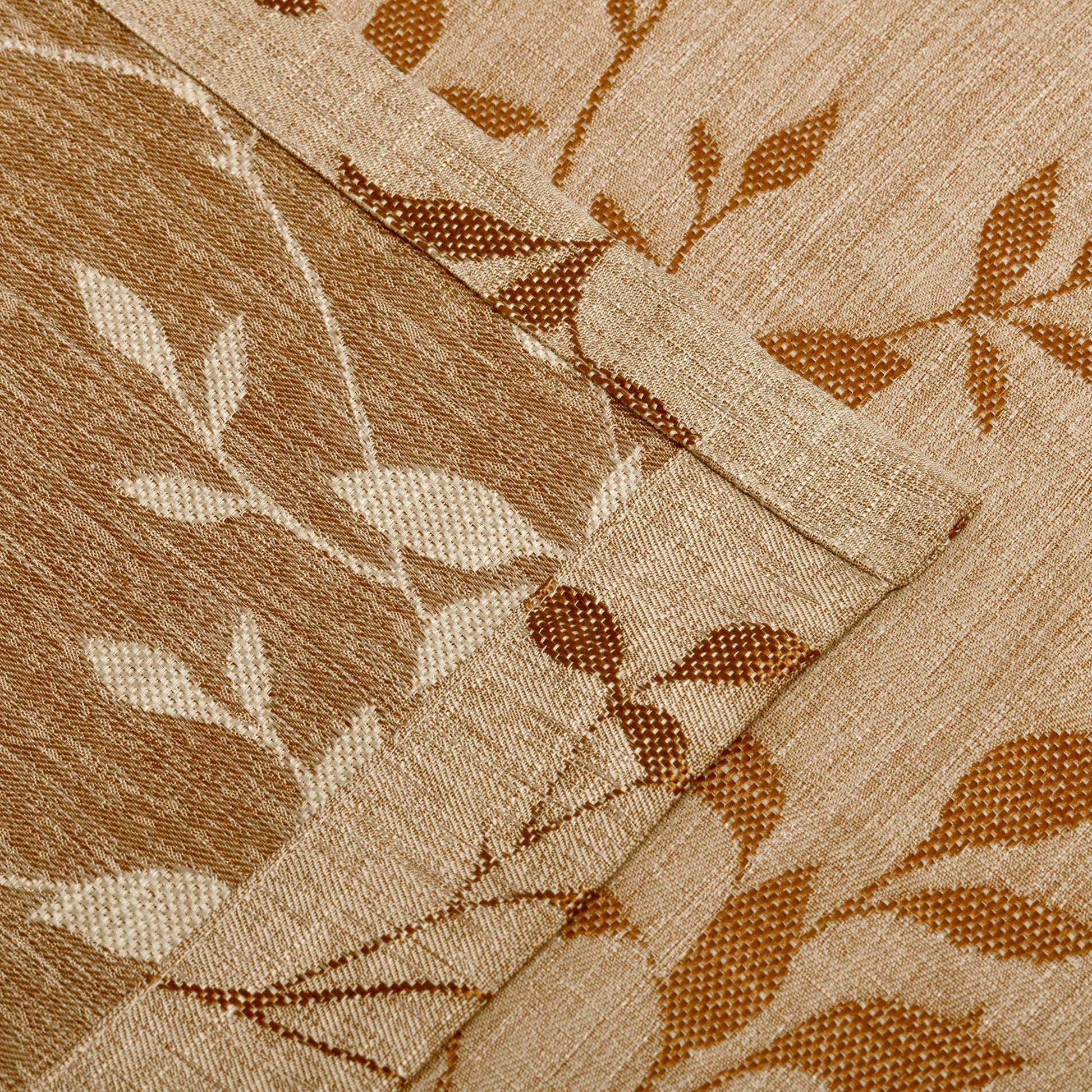 Ghera Jacquard Curtain Panel Set with Grommet Top Header - Chocolate - Grey
