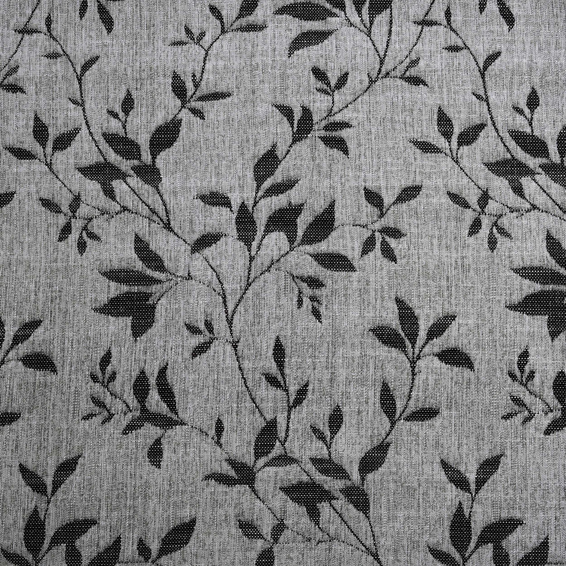 Ghera Jacquard Curtain Panel Set with Grommet Top Header - Black - Grey