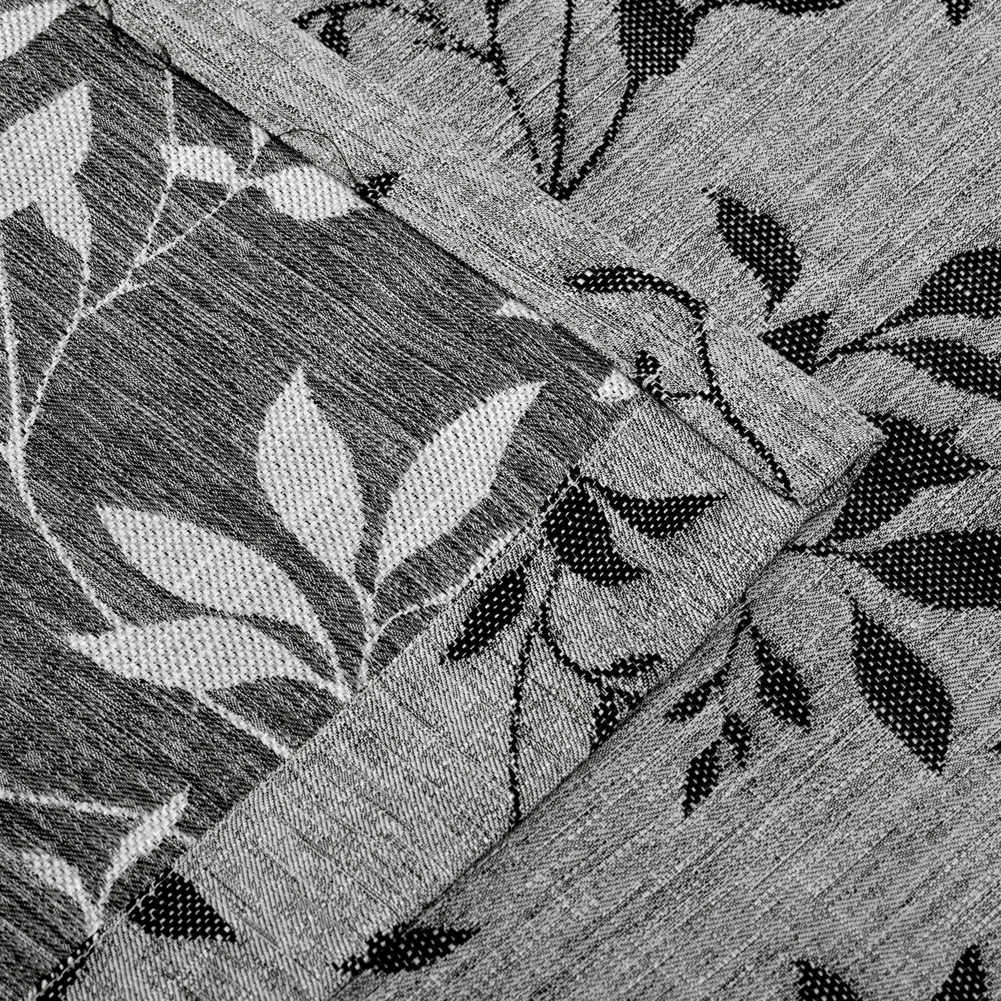 Ghera Jacquard Curtain Panel Set with Grommet Top Header - Black - Grey