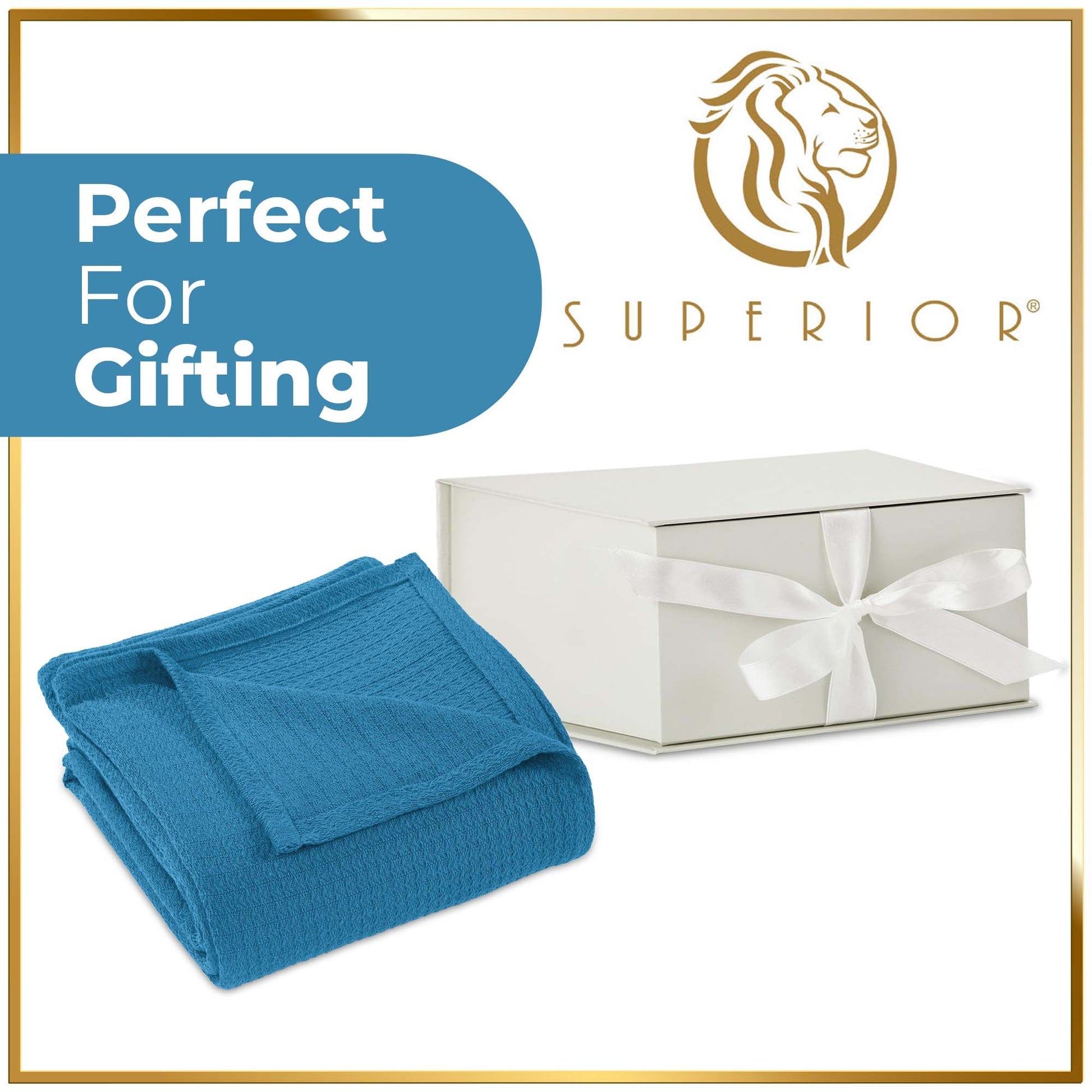 Waffle Weave Honeycomb Knit Soft Solid Textured Cotton Blanket - Azure