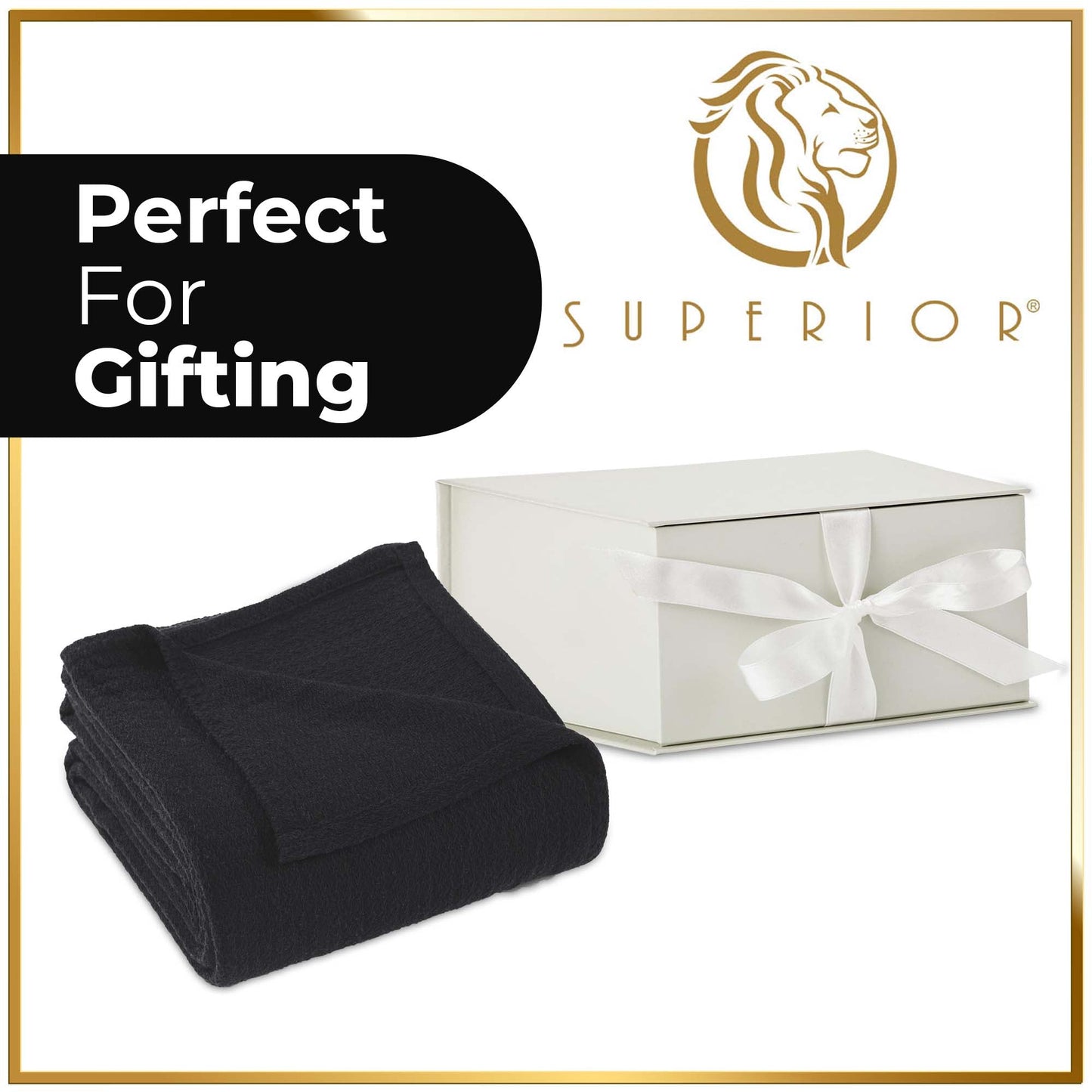 Waffle Weave Honeycomb Knit Soft Solid Textured Cotton Blanket - Black