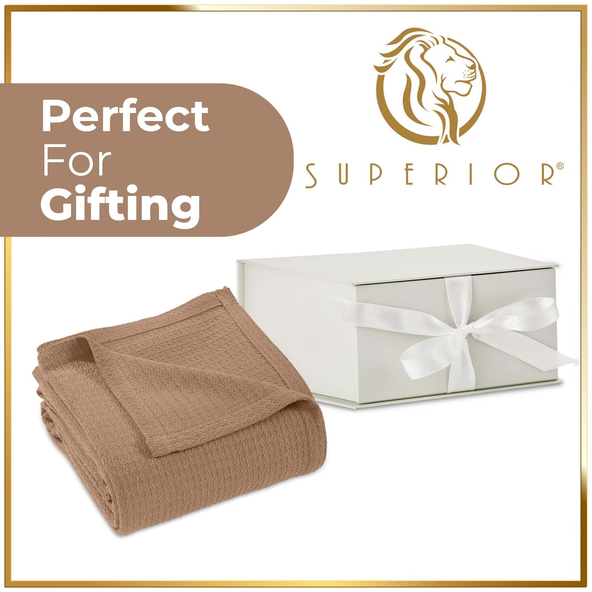 Waffle Weave Honeycomb Knit Soft Solid Textured Cotton Blanket - Camel