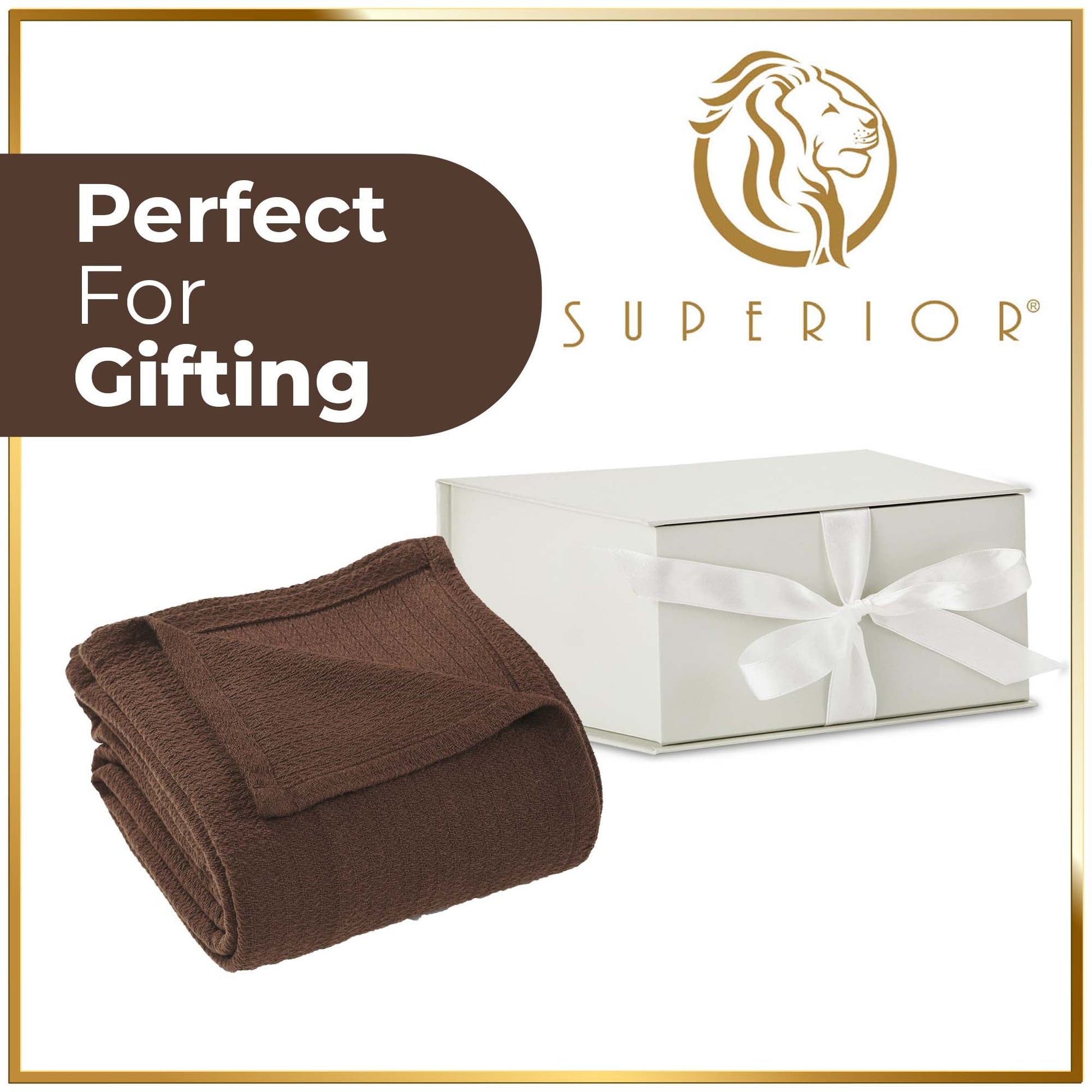 Waffle Weave Honeycomb Knit Soft Solid Textured Cotton Blanket - Chocolate