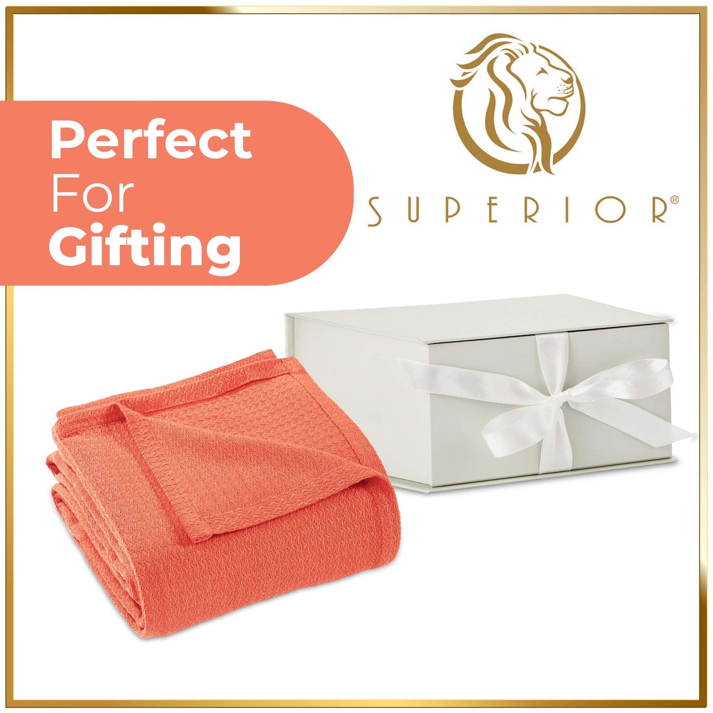 Waffle Weave Honeycomb Knit Soft Solid Textured Cotton Blanket - Coral