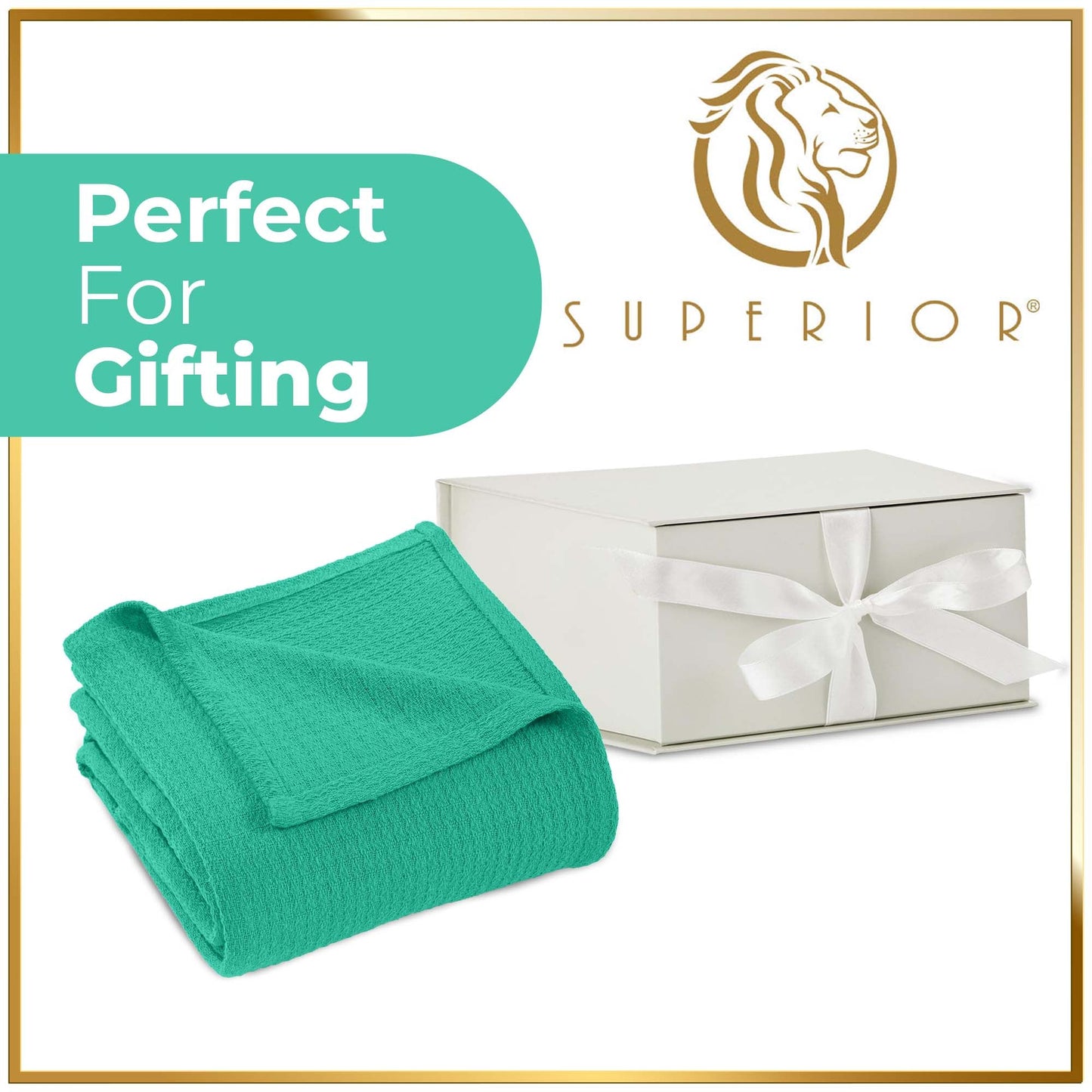 Waffle Weave Honeycomb Knit Soft Solid Textured Cotton Blanket - Gumdrop Green