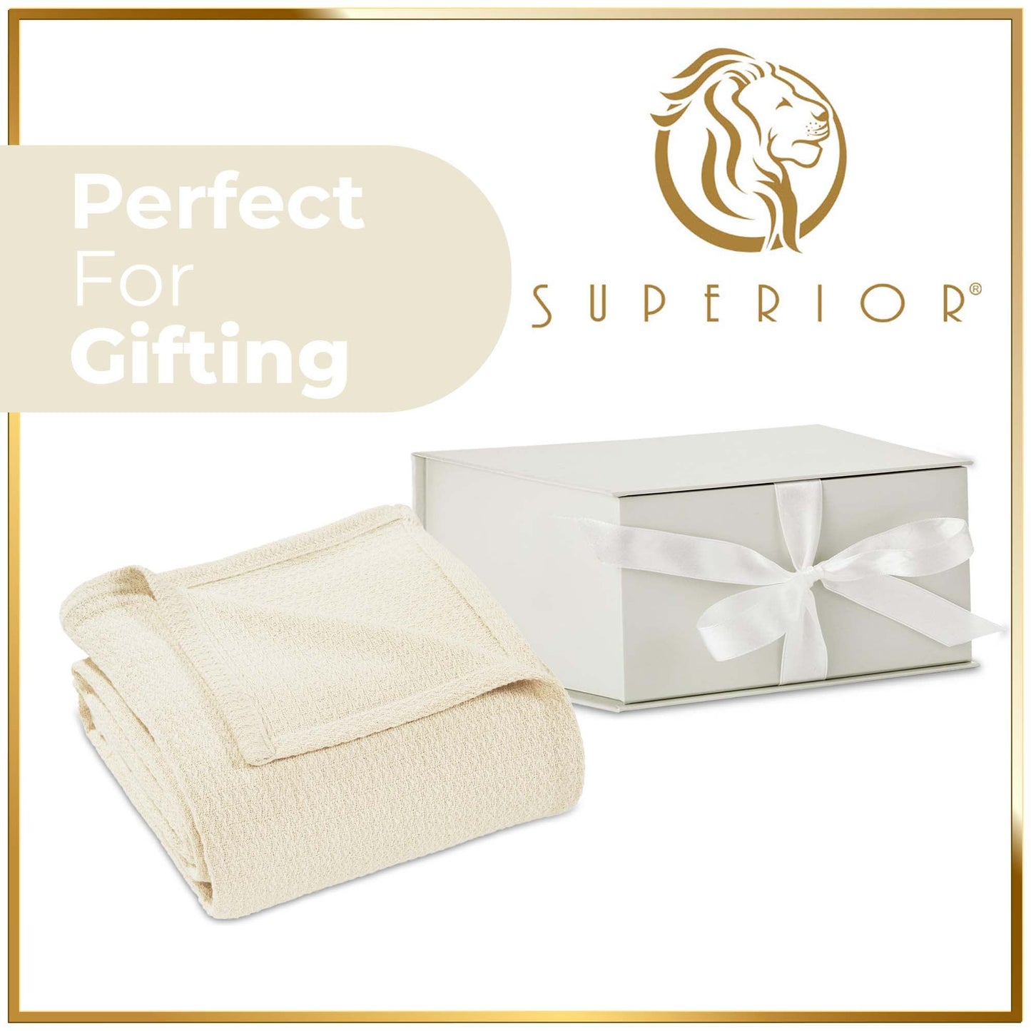 Waffle Weave Honeycomb Knit Soft Solid Textured Cotton Blanket - Ivory