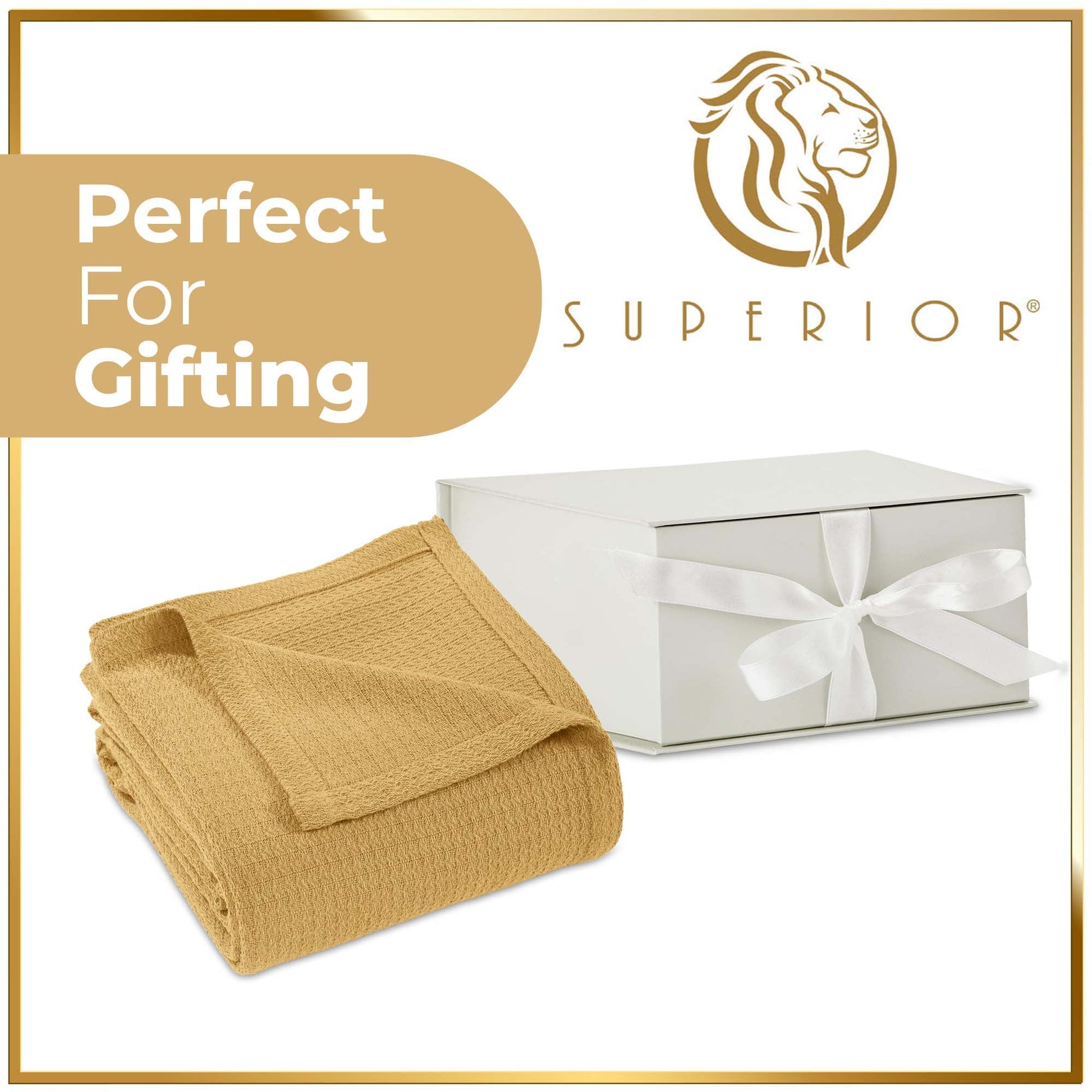 Waffle Weave Honeycomb Knit Soft Solid Textured Cotton Blanket - Sahara