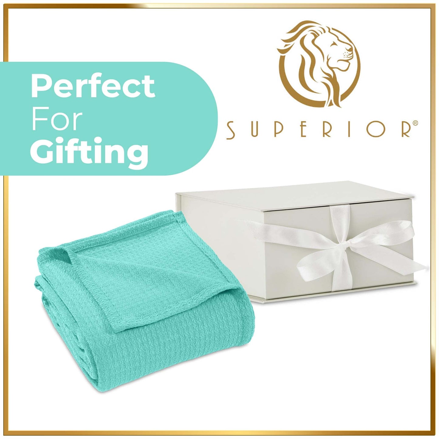 Waffle Weave Honeycomb Knit Soft Solid Textured Cotton Blanket - Turquoise