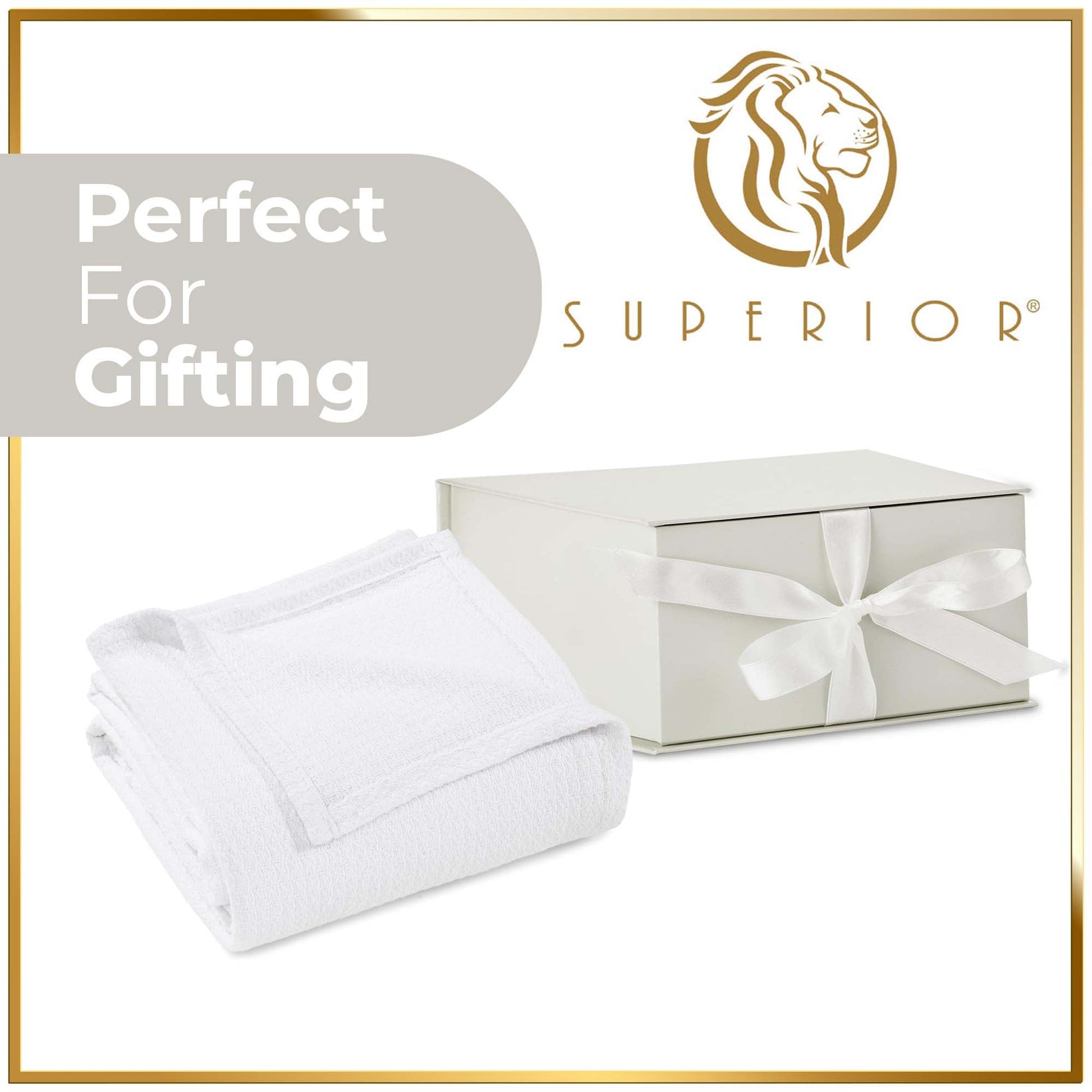 Waffle Weave Honeycomb Knit Soft Solid Textured Cotton Blanket - White