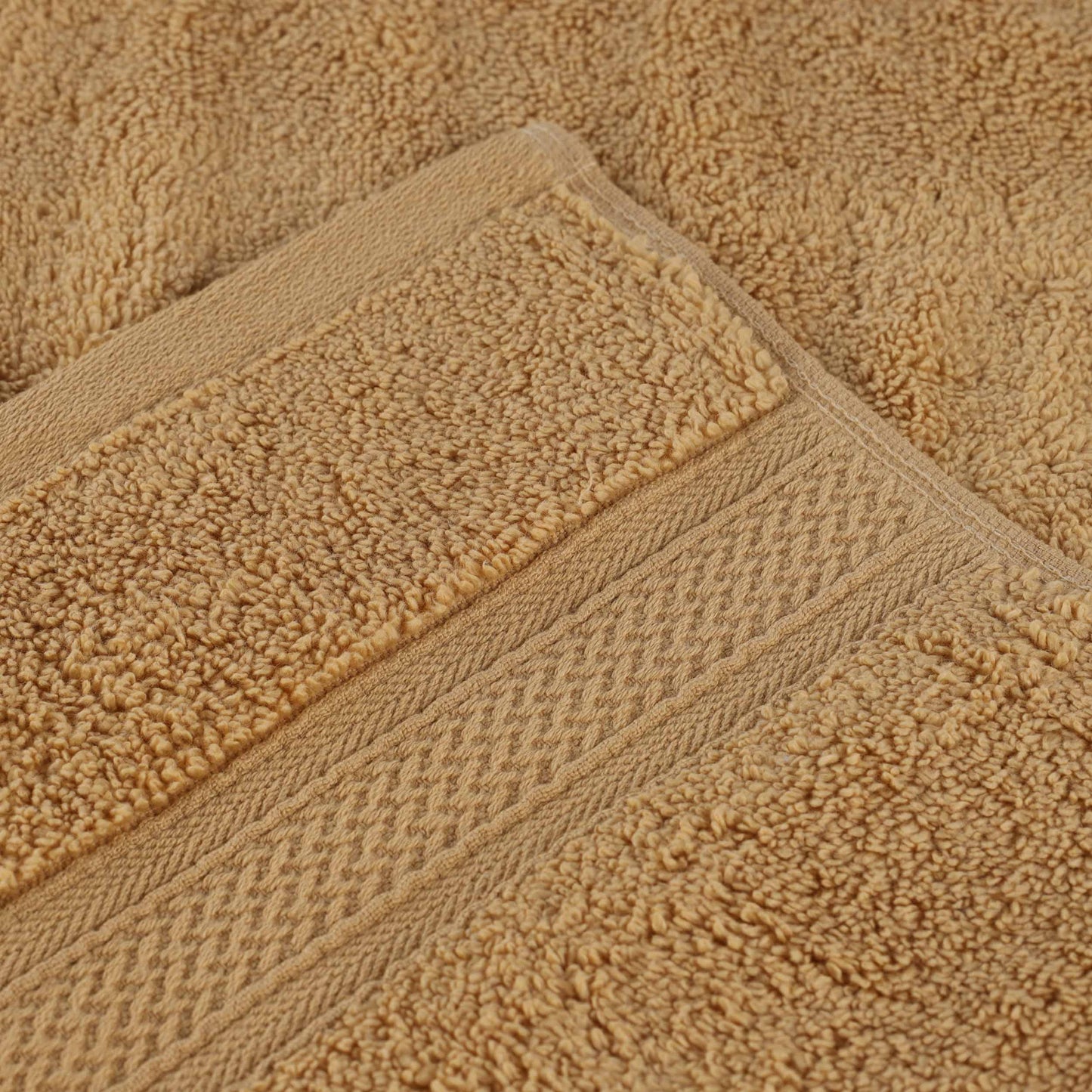 Chevron Zero Twist Solid and Jacquard Soft Cotton 6 Piece Towel Set - Gold