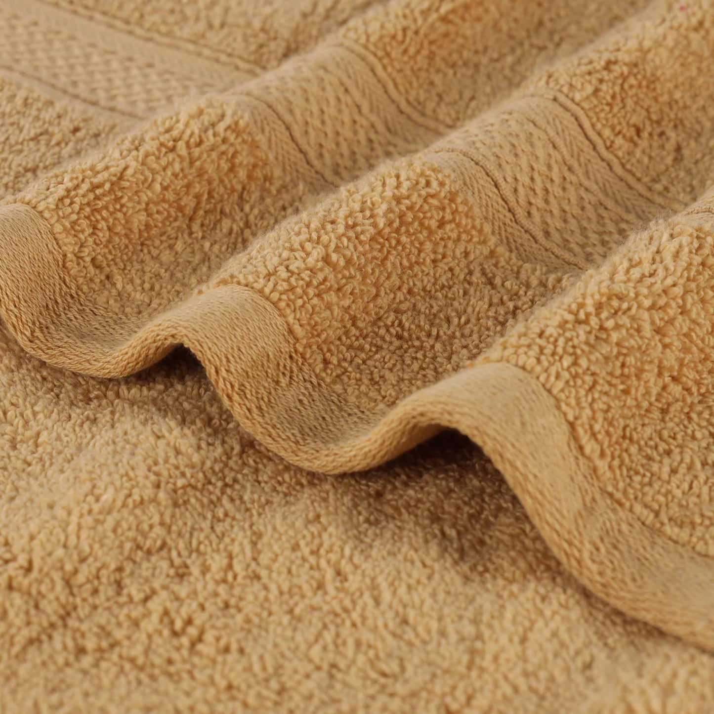 Chevron Zero Twist Solid and Jacquard Soft Cotton 6 Piece Towel Set - Gold