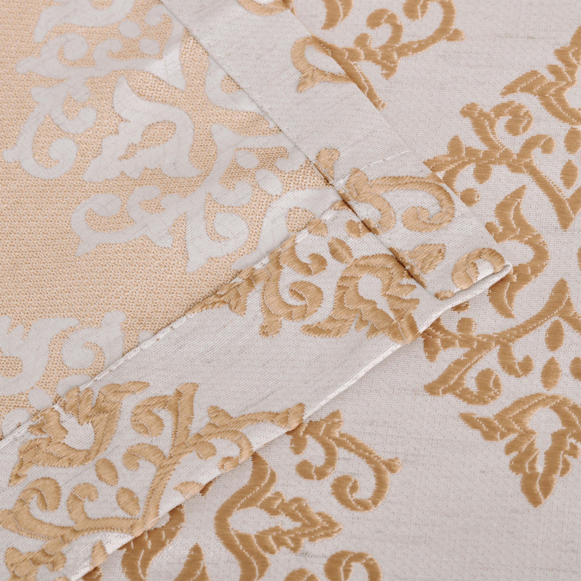 Venetian Damask Jacquard Curtain Panels, Set of 2 - Gold