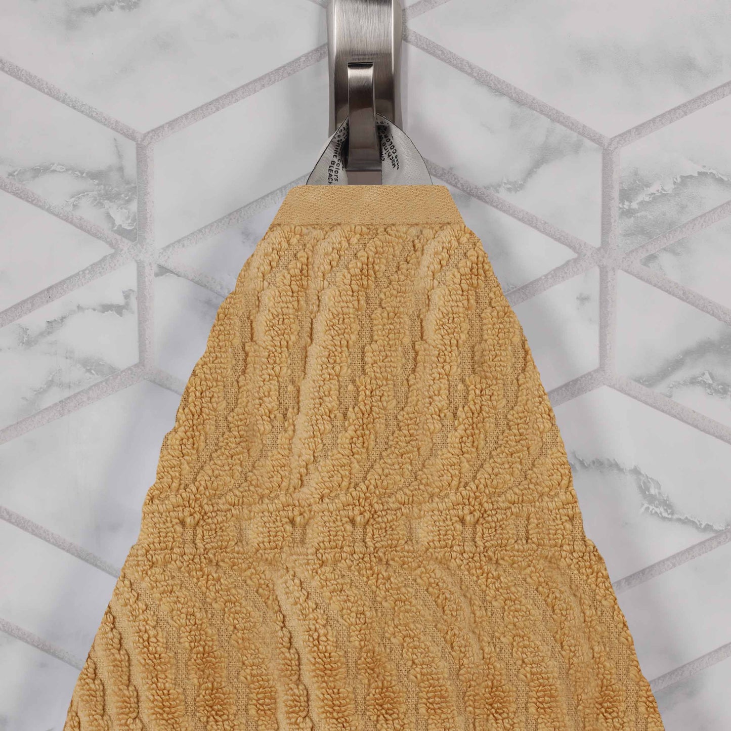 Chevron Zero Twist Solid and Jacquard Soft Cotton 6 Piece Towel Set - Gold