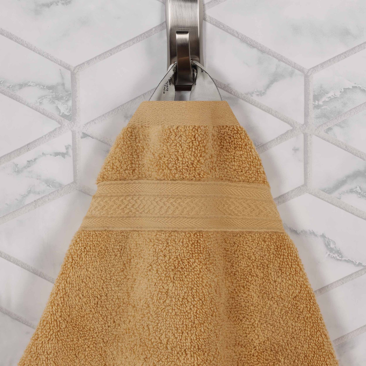 Chevron Zero Twist Solid and Jacquard Soft Cotton 6 Piece Towel Set - Gold