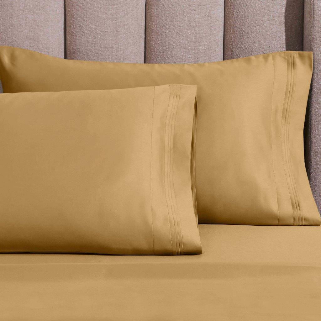 1500 Thread Count Egyptian Cotton 2 Piece Solid Pillowcase Set - Gold