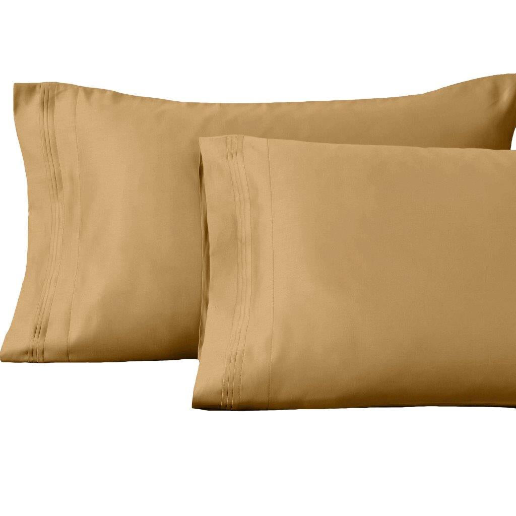 1500 Thread Count Egyptian Cotton 2 Piece Solid Pillowcase Set - Gold