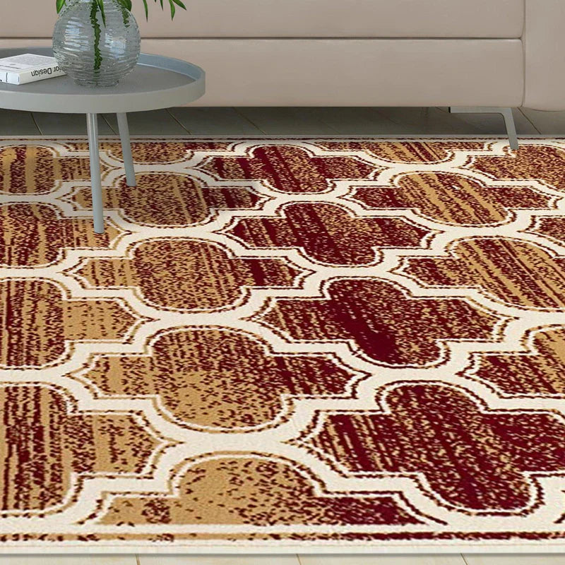 Distressed Moroccan Trellis Area Rug Or Runner Or Door Mat - Gold