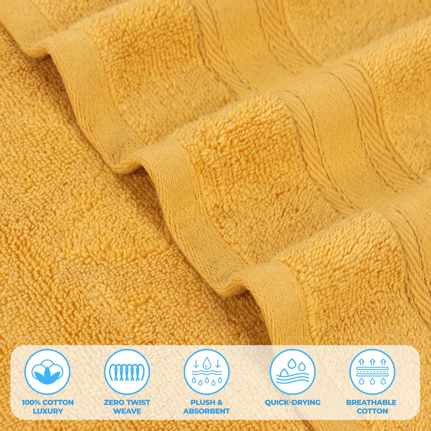 Belmont Zero Twist Cotton Medium Weight 3 Piece Towel Set