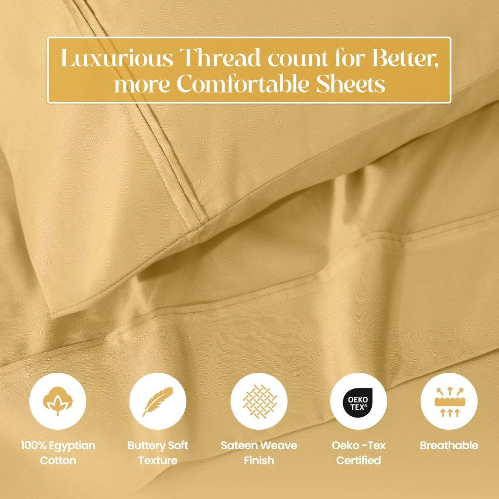 1200 Thread Count Egyptian Cotton 2 Piece Pillowcase Set