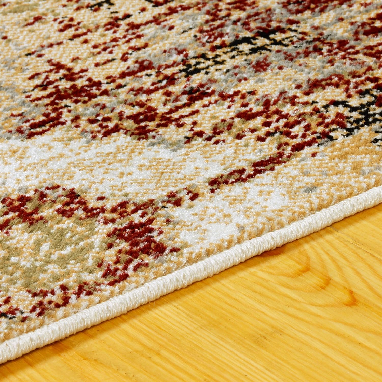 Arabella Heavily Distressed Retro Geometric Area Rug or Runner - Gold