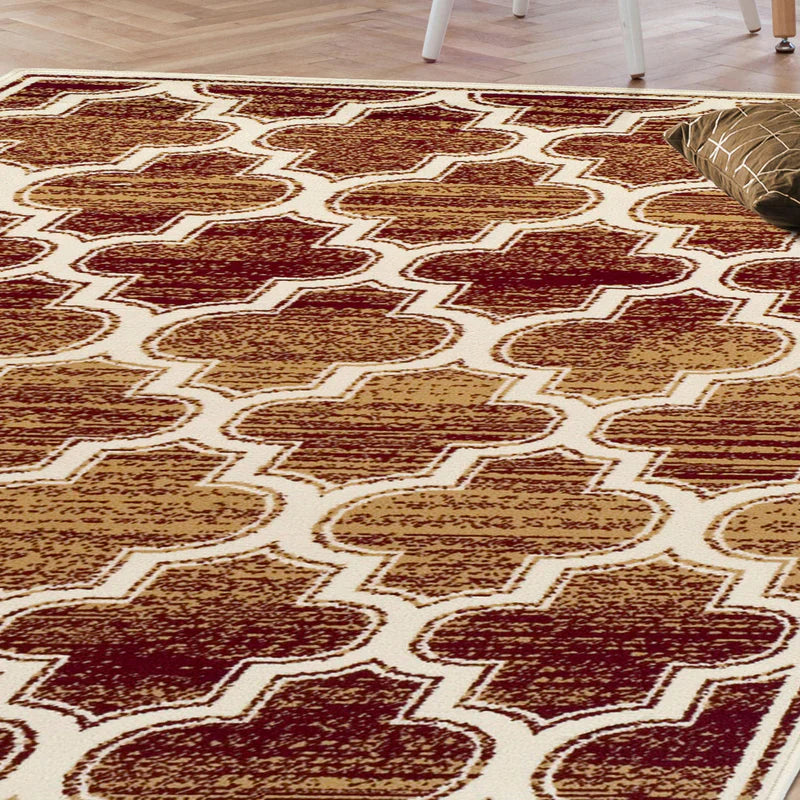 Distressed Moroccan Trellis Area Rug Or Runner Or Door Mat - Gold