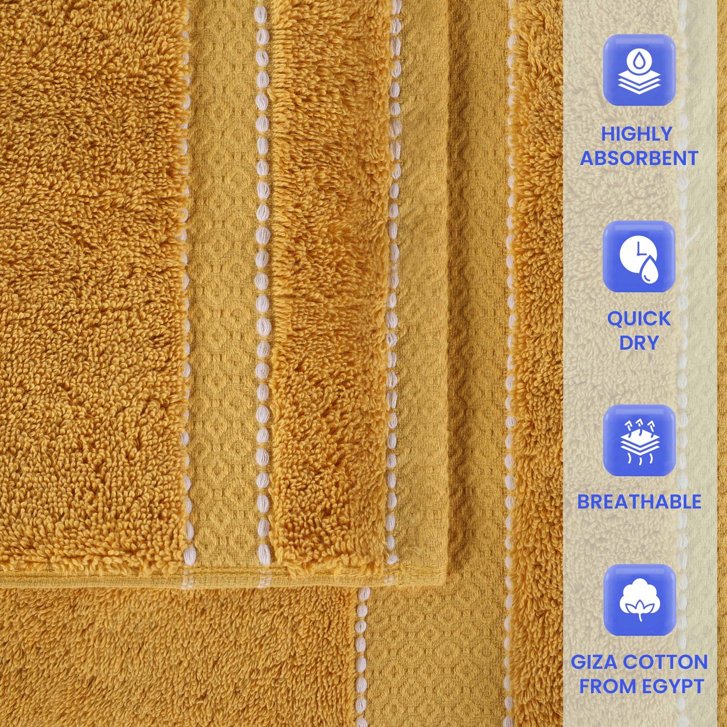 Niles Egyptian Giza Cotton Plush Heavyweight Soft 12 Piece Towel Set