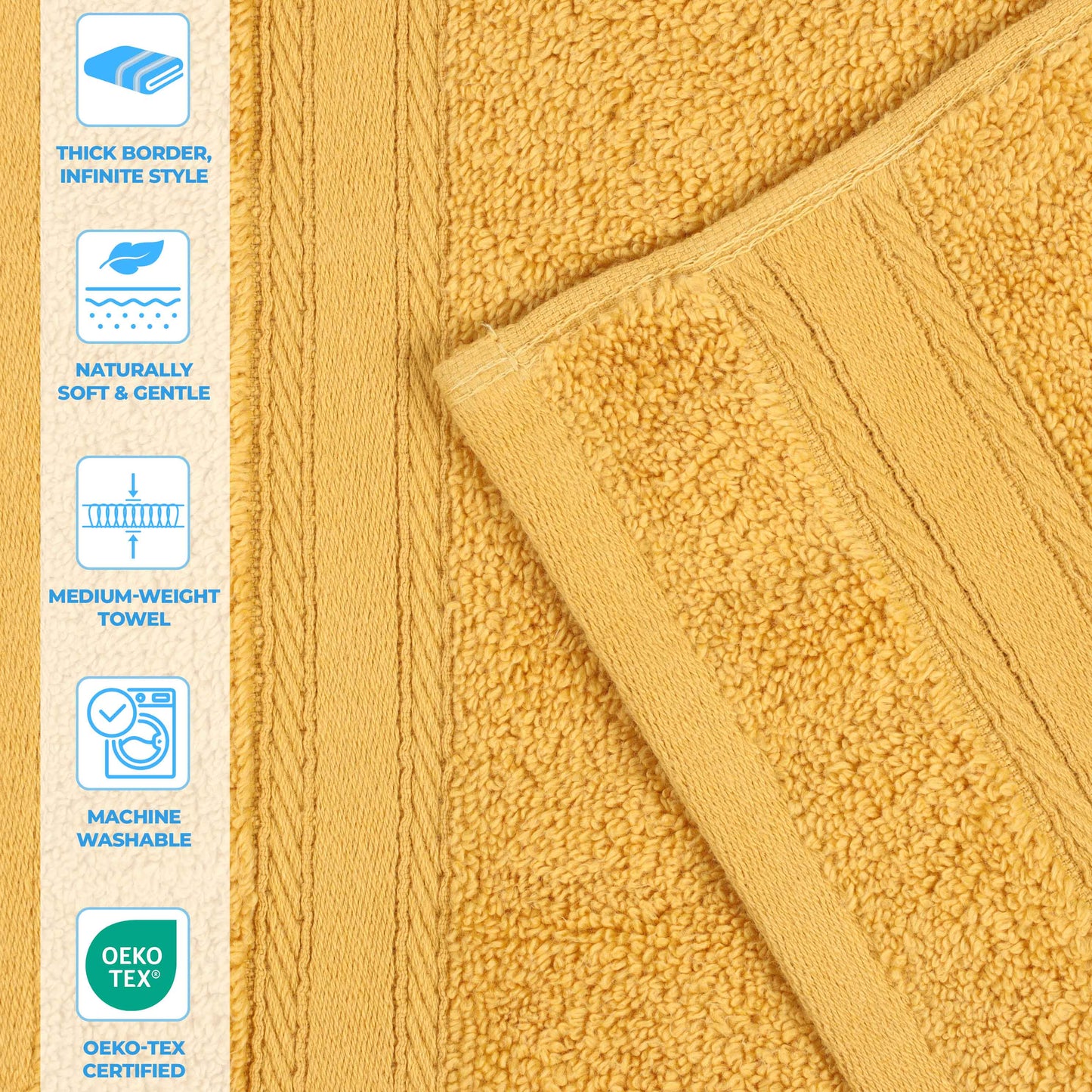 Belmont Zero Twist Cotton Medium Weight 3 Piece Towel Set