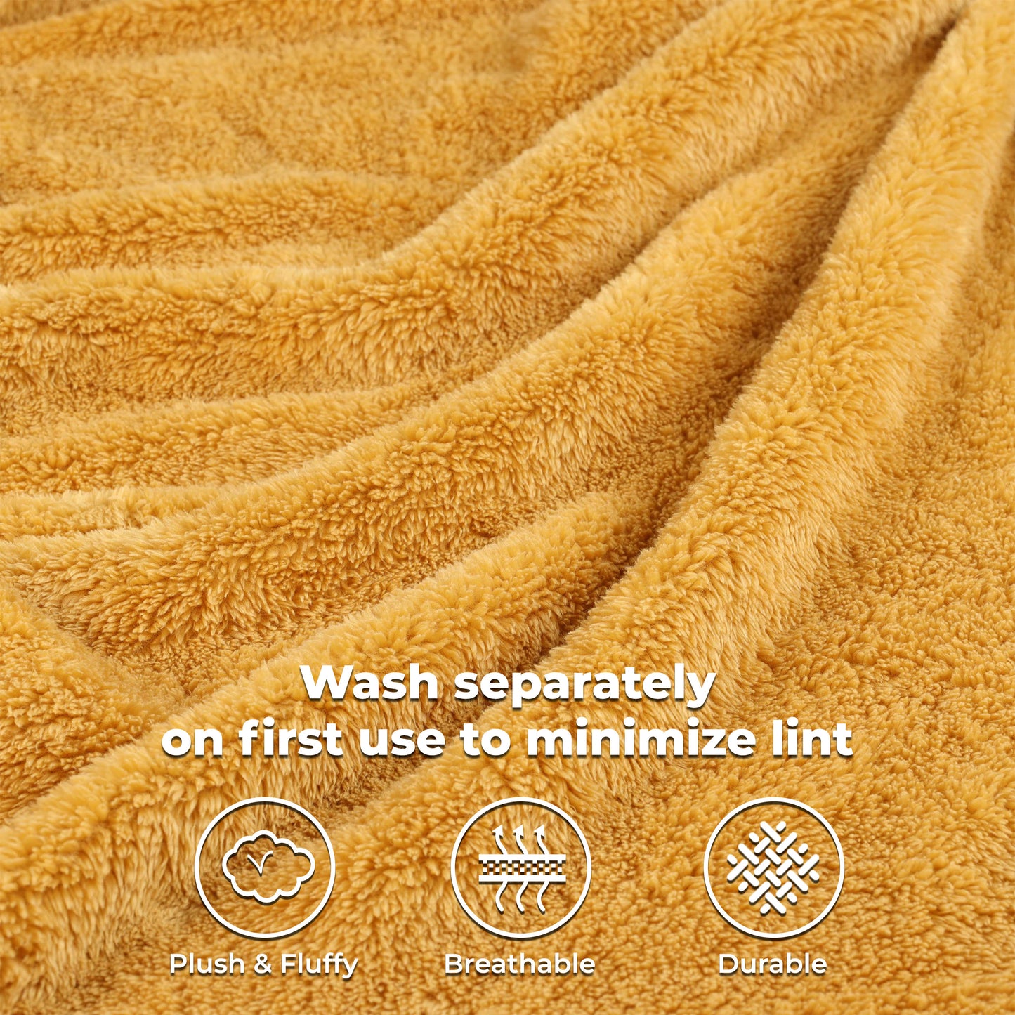 Fleece Plush Medium Weight Fluffy Soft Solid Decorative Blanket - Gold