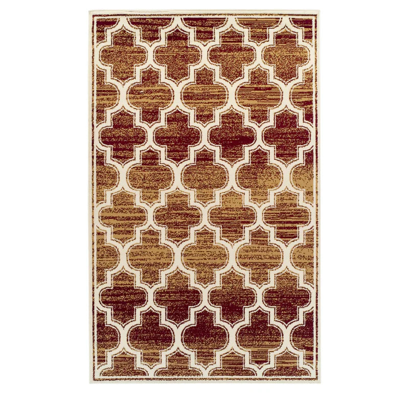 Distressed Moroccan Trellis Area Rug Or Runner Or Door Mat - Gold