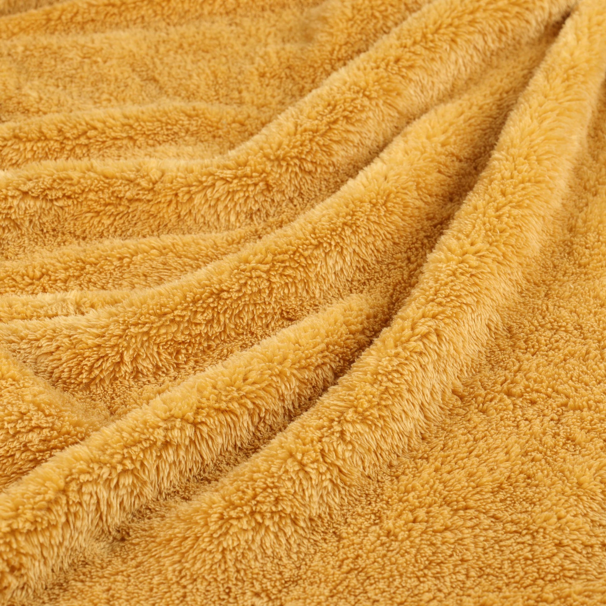 Fleece Plush Medium Weight Fluffy Soft Solid Decorative Blanket - Gold