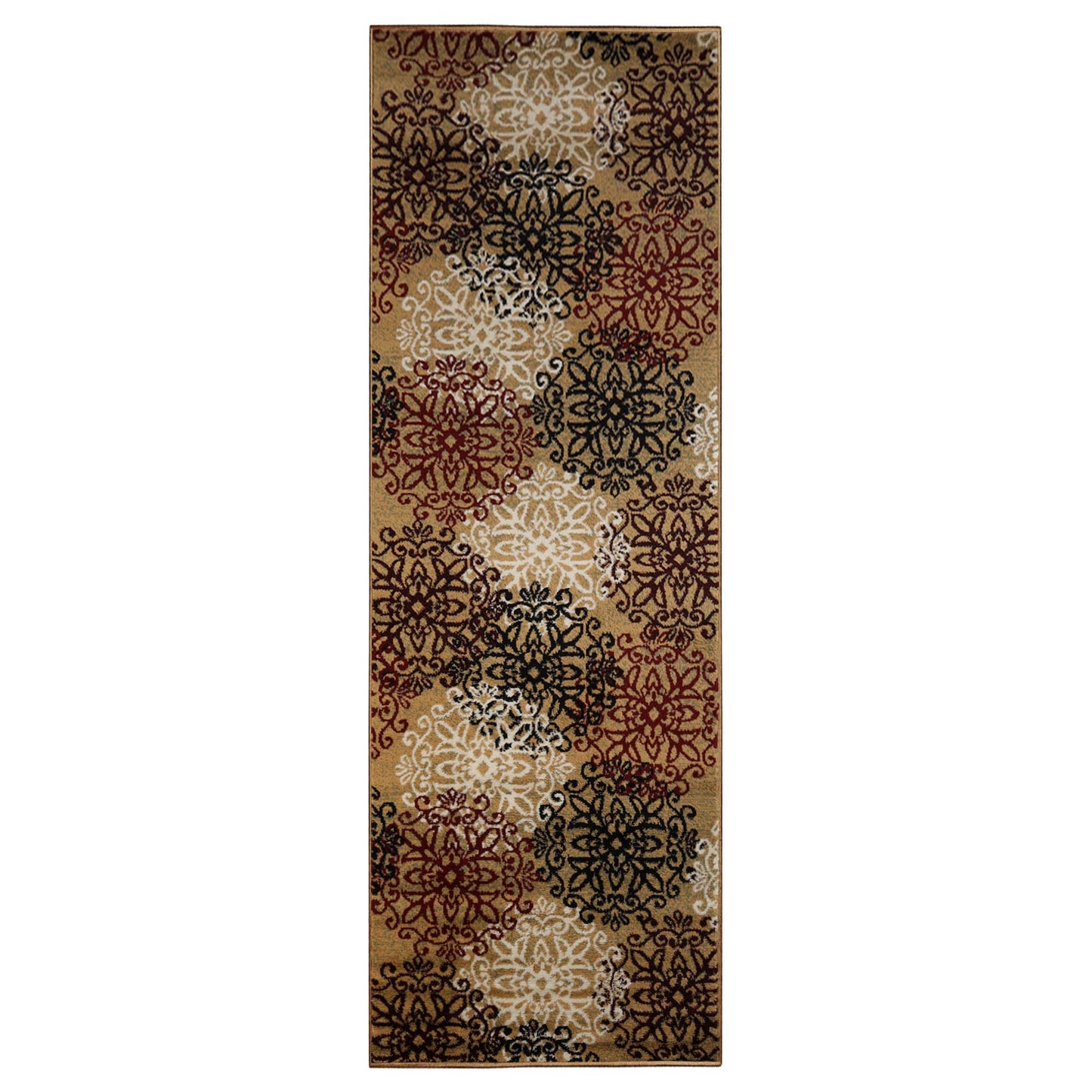 Leigh Traditional Floral Scroll Indoor Area Rug or Runner Rug Or Door Mat - Gold