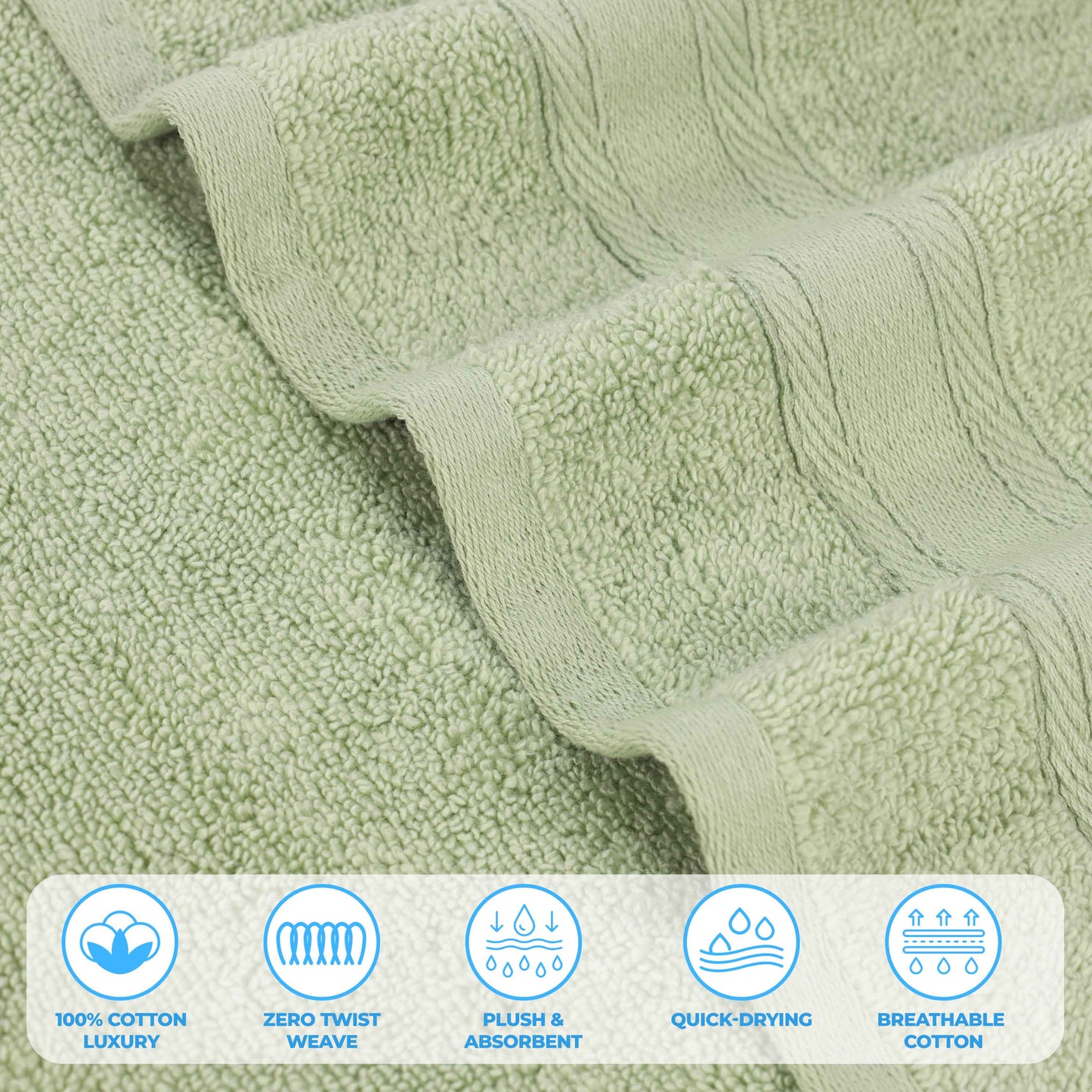 Belmont Zero Twist Cotton Medium Weight 3 Piece Towel Set