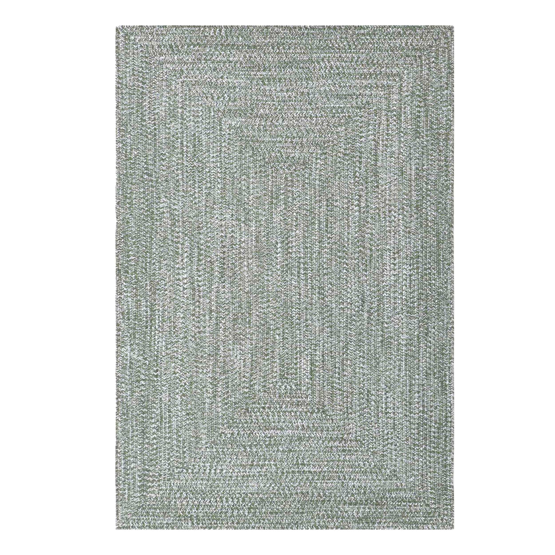 Multi Toned Braided Area Rug Bohemian Indoor Outdoor Rugs - Green-White