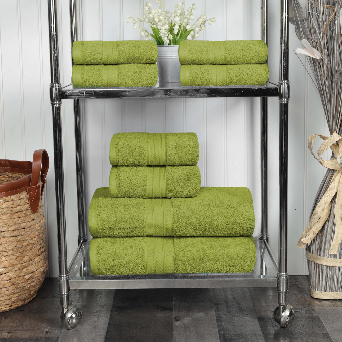 Cotton Heavyweight Absorbent Plush 8 Piece Towel Set - GreenEssense