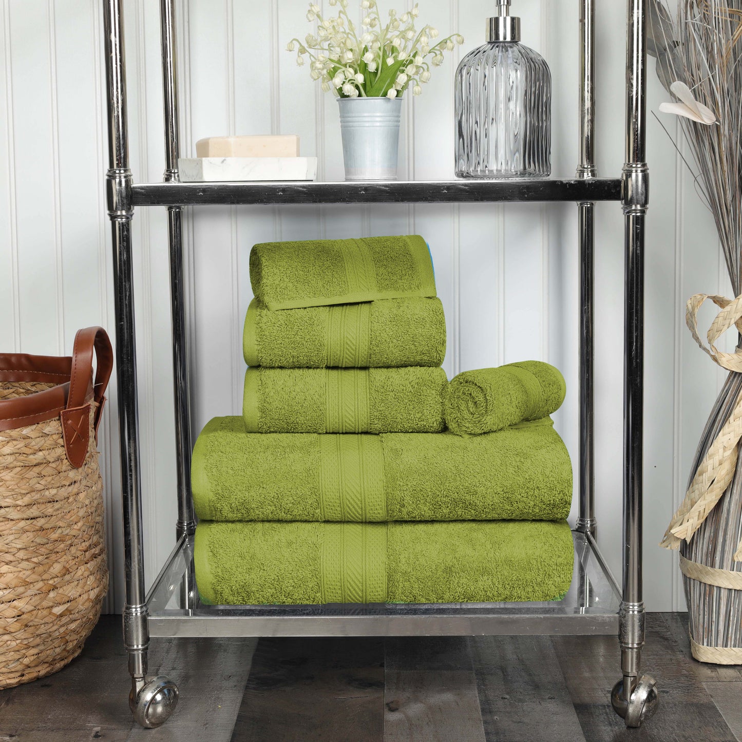 Cotton Heavyweight Absorbent Plush 6 Piece Towel Set - GreenEssense