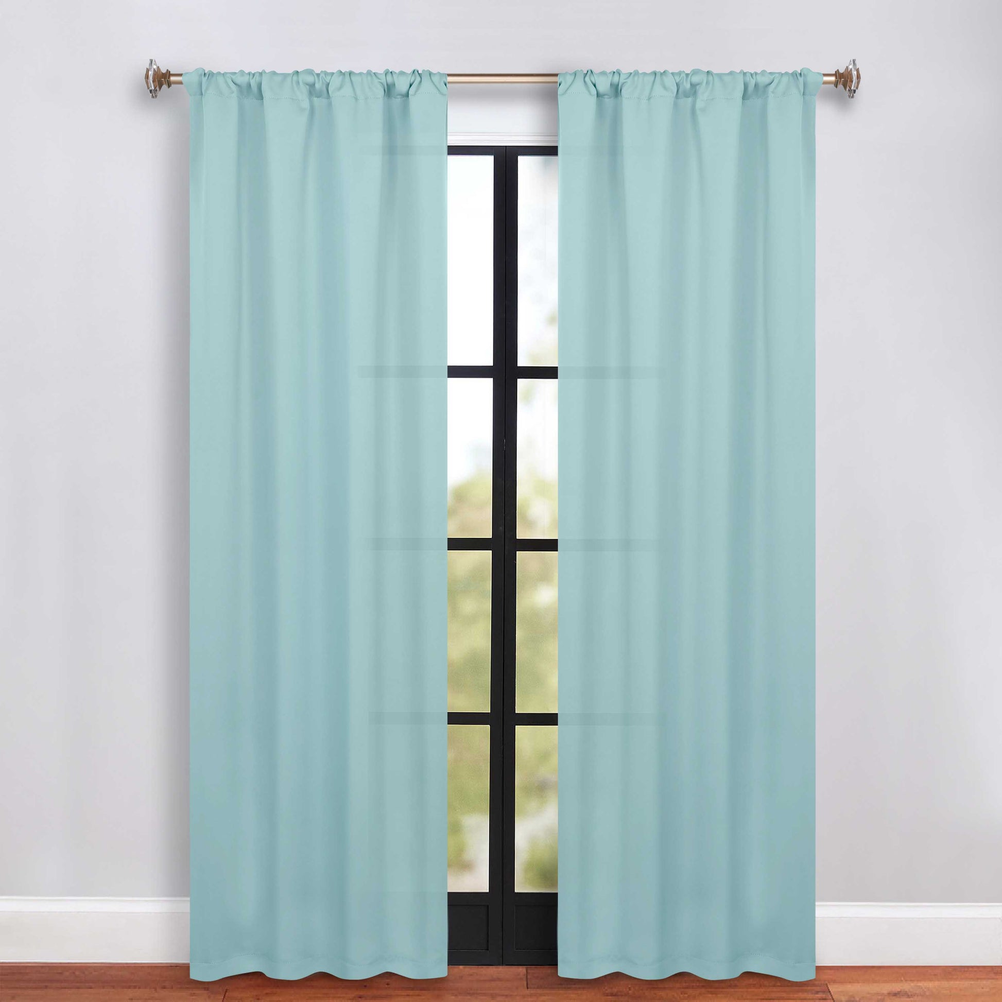 Solid Room Darkening Rod Pocket Blackout Curtain Panels, Set of 2 - GreenLily