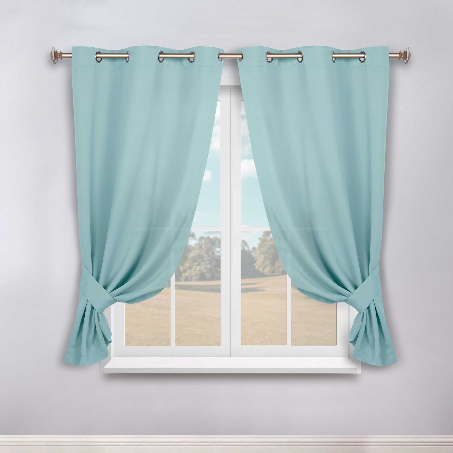 Classic Modern Solid Room Darkening Blackout Curtain Panels, Set of 2